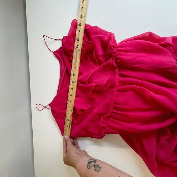 Nouvelle Amsale Spaghetti V-Neck Bridesmaid Maxi Long Dress Pink S Ruffle Formal - Picture 5 of 6